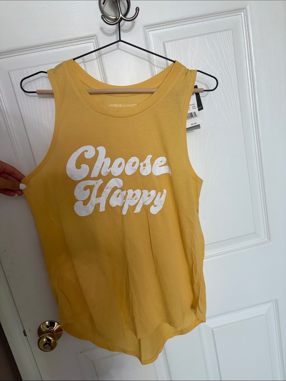 Grayson Threads Yellow 'Choose Happy' Sleeveless Tank
